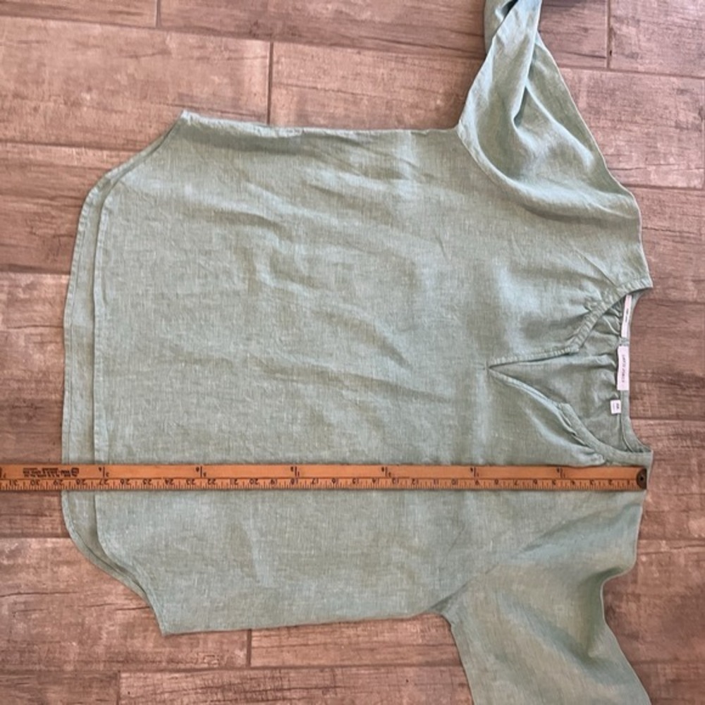 David Jones Linen Top 3/4 Button Front  3/4‎ Sleeve Pale Green Women XXL. Aus - Picture 10 of 14